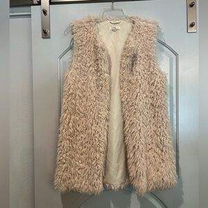 Newbury Kustom creamy beige Faux Fur fuzzy longline Vest. GUC!